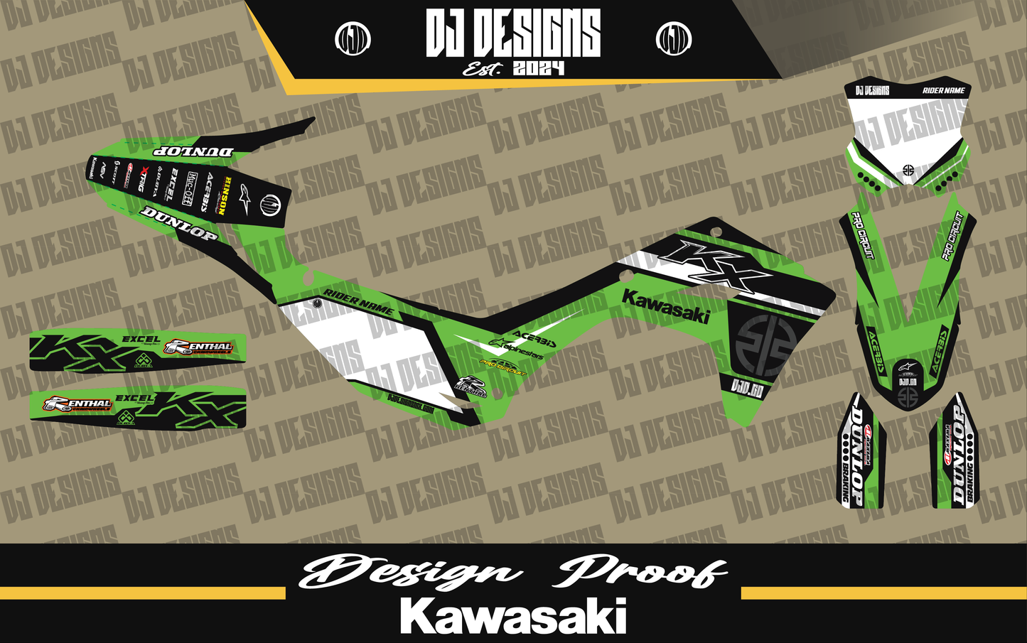 Bold Kawasaki KX/F/X (All Years) Graphics Kit